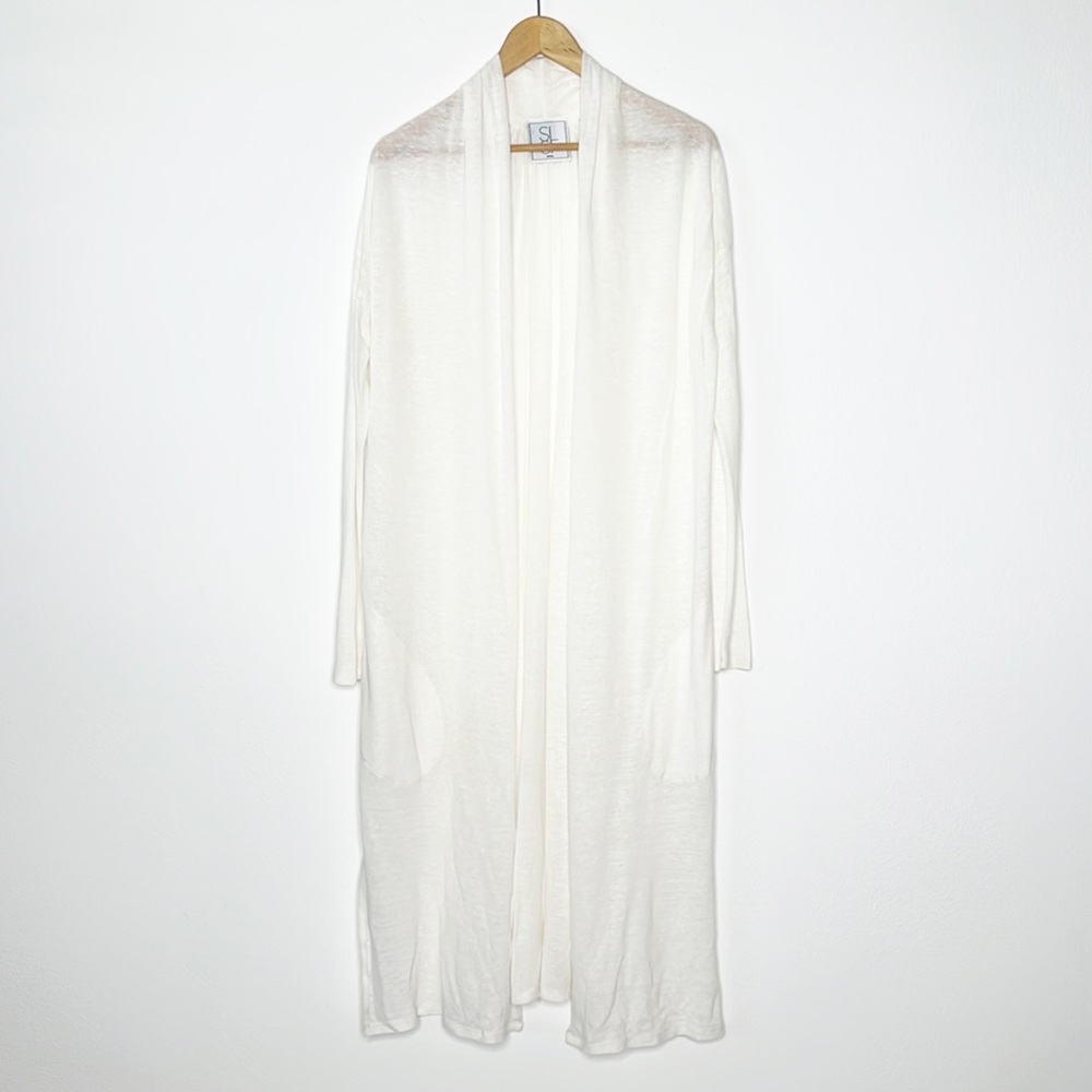 Sarah Liller (SLSF) Linen Blend Open Front Cardigan Sweater